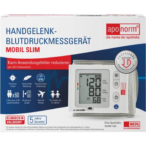 APONORM Blutdruckmessgerät Mobil Slim Handgelenk